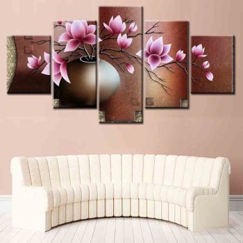 Best selling pink flowers theme canvas print painting digital printing frameless oil painting canvas