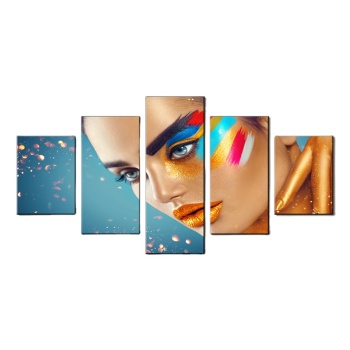 Großhandel benutzerdefinierte neue Multi-Panel gerahmte Schönheitssalon Wandkunst Gemälde Frauen Make-up LippenLeinwand Poster für andere Wohnkultur
