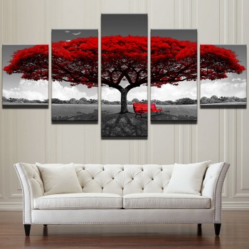 Modern 5 Frameless Canvas Gray Background Red Tree Picture Printing Art Home Decoration 5 Living Room Picture Modern 5 Frameless Canvas Gray Background Red Tree Picture Printing Art Home Decoration 5 Living Room Picture