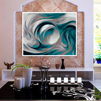 Póster abstracto de decoración del hogar azul y blanco del caos, arte de pared de salón, pintura al óleo sobre lienzo