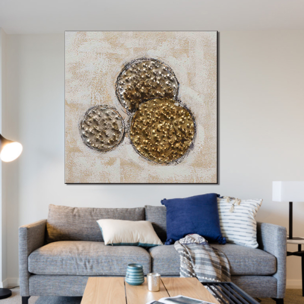 New selling art painting abstract metal seal theme kitchen wall decoration handmade oil painting