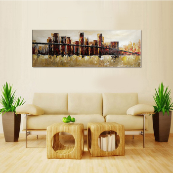 Home Decor Hand Made oil painting Architectural Landscape Bridge