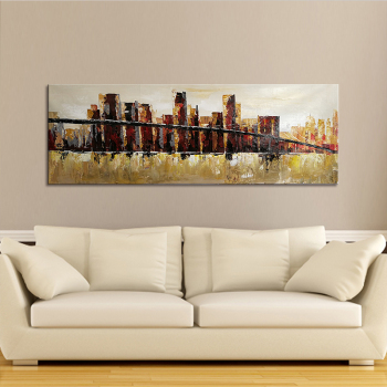 Home Decor Hand Made oil painting Architectural Landscape Bridge