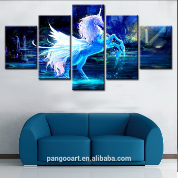 HOT SALE 5 pieces Fashion Wall Art Painting Dreamy Unicorn For Living Room or Bed Room (No frame)