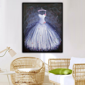 100% fait à la main Texture peinture à l'huile violet pompeux jupe robe Art abstrait mur photos pour salon maison bureau décoration
