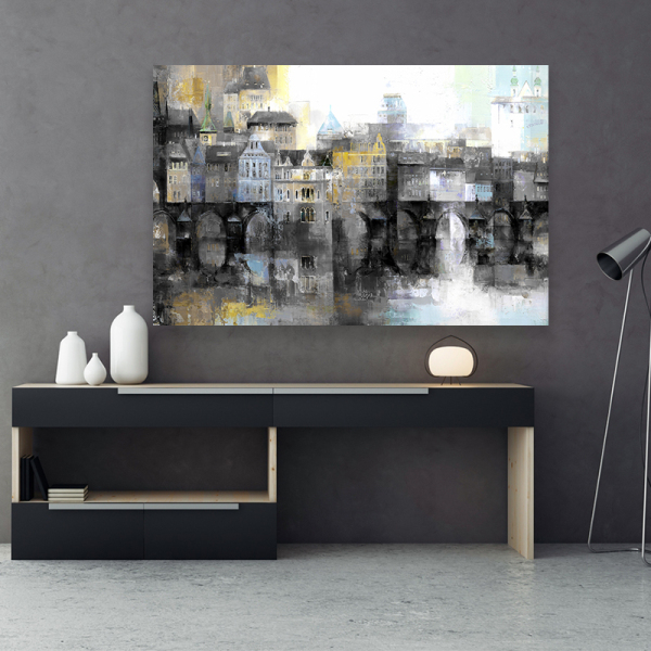 Wholesale custom building contruction modern canvas wall art living room bedroom decoration painting