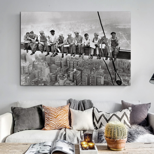 Favorable price unique design the construct workers canvas printing art, customized digital photography print canvas painting