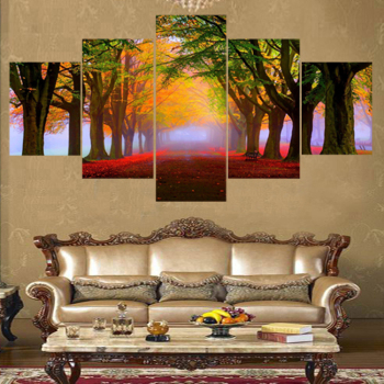Pintura en lienzo abstracta, 5 paneles, arte de pared de paisaje, póster al óleo, imágenes modulares de pared para sala de estar, decoración del hogar