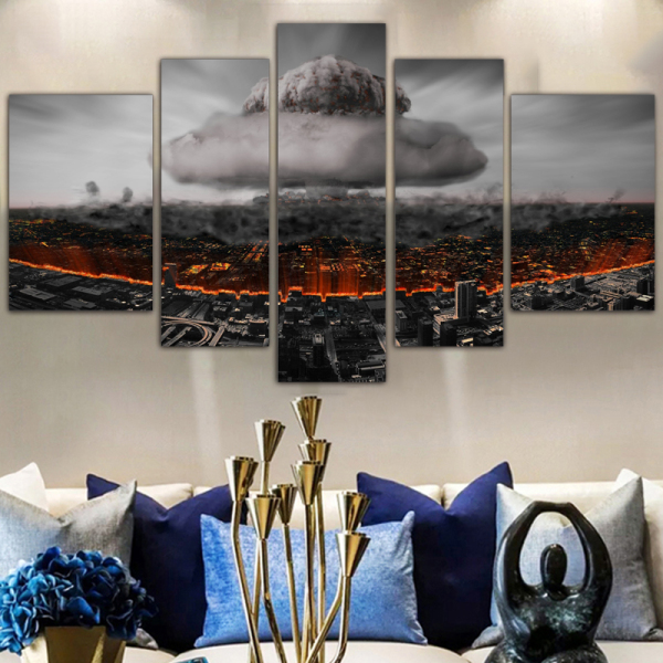 Modern five panel printing painting dark cloud landscape living room sofa canvas background painting