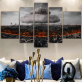 Modern five panel printing painting dark cloud landscape living room sofa canvas background painting