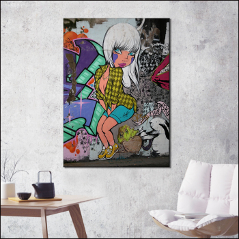 Graffiti Colorful White Hair Trend Cool Girl And Monroe Pose Abstract Oil Painting And Wall Home Decoration Painting
