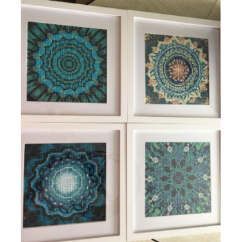 Custom 4 Pack Round Crystal Rhinestones Diamond Painting by Number Blue Style 5D Full Drill Painting for Amazon