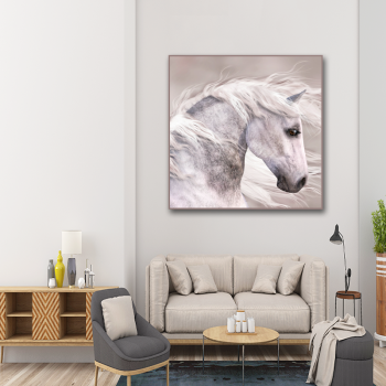 Modern style gloomy white horse animal art ink printed painting, OEM design custom printed canvas painting