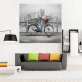 City River Landscape Bicycle Handmade Modern Decoration Canvas Painting Art Decor Handmade Oil Painting