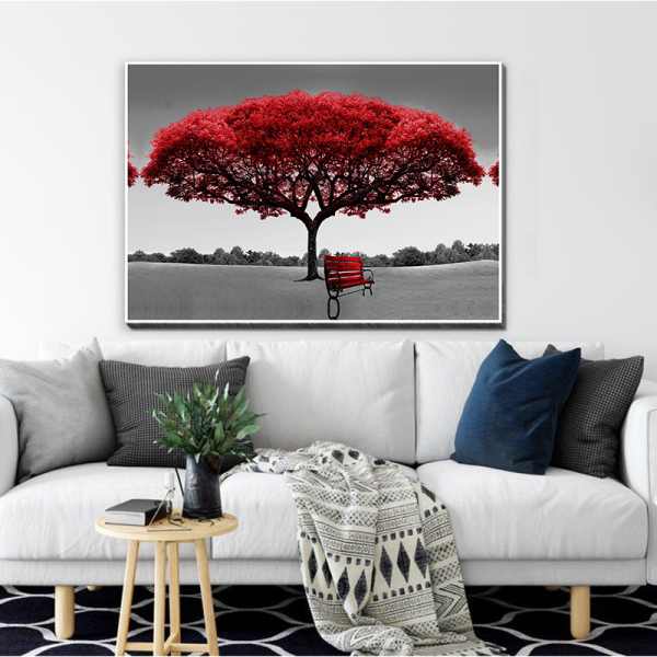 Modern style living room bedroom red tree landscape decorative canvas painting