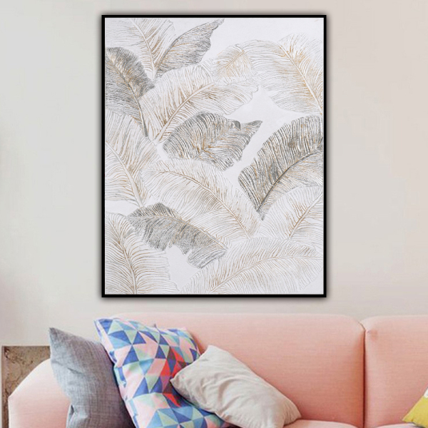 Golden Plant Leaf Canvas Poster Print Modern Home Decor Abstract Wall Art Painting Nordic Living Room Decoration Picture