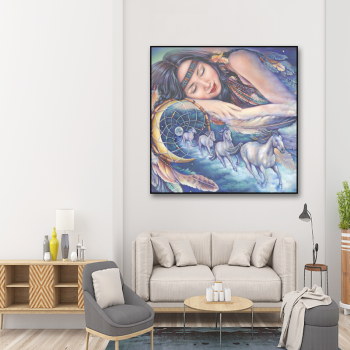 Best seller indian lady and running horse home decoration printing, OEM ODM design canvas printing