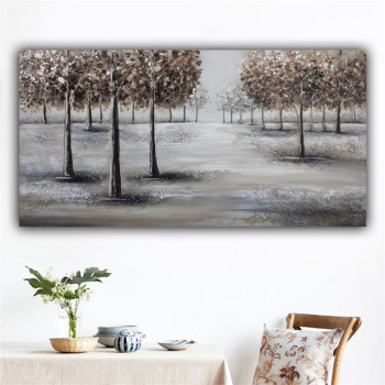 Custom oil painting brown thick texture forest modern oil paintings handmade for living room wall gifts