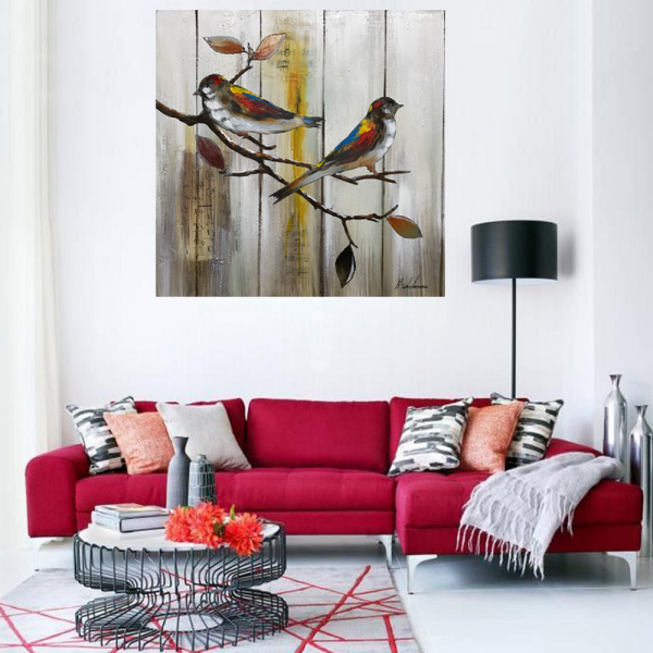 New flower and bird theme handmade oil painting color painting living room wall decoration mural