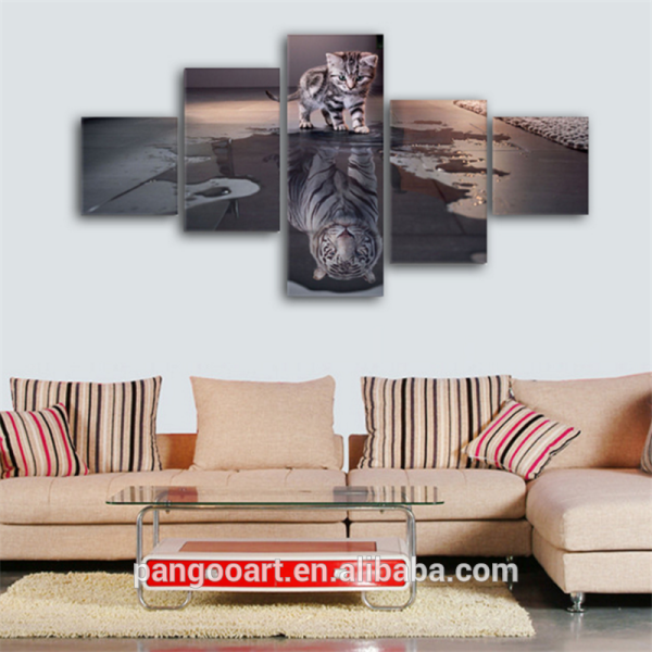 Canvas Wall Art Painting Decor for living room 5 Panels Decoration Modern Canvas Prints Artwork Cat and Tiger Pictures Painting