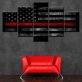 Modern Frameless Canvas American Black Background Star Stripe Flag Printing Wall Art Home Decoration 5 Pictures of Living Room