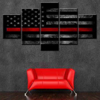 Modern Frameless Canvas American Black Background Star Stripe Flag Printing Wall Art Home Decoration 5 Pictures of Living Room