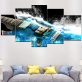 Blue Ocean Guitar Modern 5 Sets of Paintings Frameless Wall Art Home Decoration Oil Painting