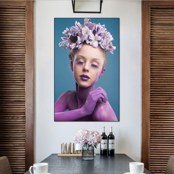 Wholesale Custom New Multi-panel Beauty Lady and Flower Other Wall Paintings Art on Canvas