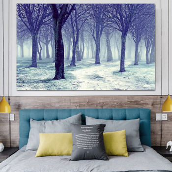 Printed canvas painting style decoration living room bedroom office building the winter scenic tree art canvas painting