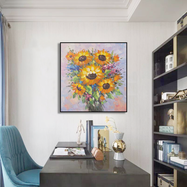 New design beautiful oil painting on canvas, handmade sunflower oil painting, handmade oil painting for living room