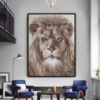 Handmade Texture Oil Painting A mighty lion Abstract Art Wall Pictures for Home Office Decoration