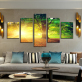 Photos décoration de la maison HD imprimé peintures affiches modulaires moderne 5 panneaux soleil paysage Tableau mur Art toile