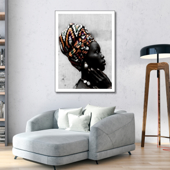 OEM stretched home decorative frameless canvas wall painting, Africa women portrait picture paintings wholesale