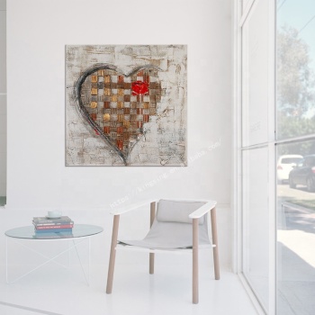 Professional Supplier Wall Art Painting Hand Painted Picture Crafts Wall Decoration, Modern Handmade Heart Oil Painting