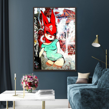 Comic style custom design cute cartoon rabbit design wall decoration modern wall art painting