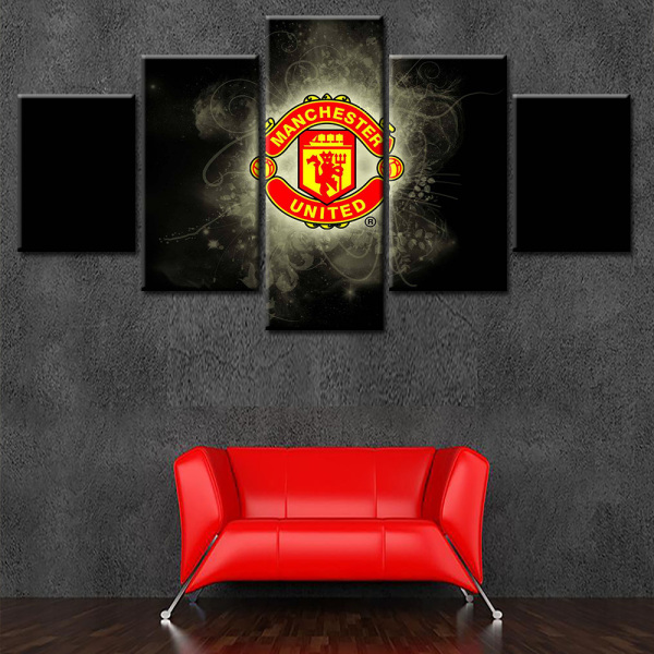 British Football Team Sports Spirit Unity Victory Black Background Red Team Emblem 5 Wall Art Home Oil Painting Spray Painting