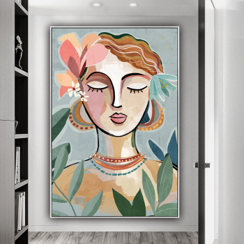 Handmade Texture Oil Painting A woman with long eyelashes Abstract Art Wall Pictures Decoration
