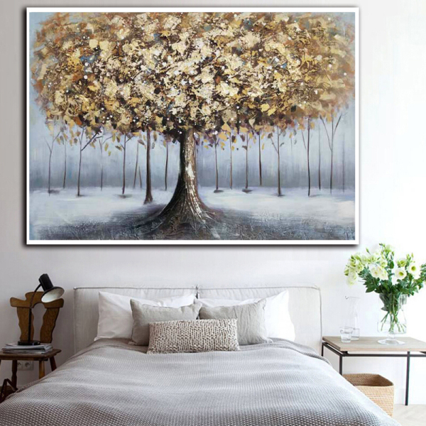 Handmade Home decoration Modern abstract Gold Tree oil painting handpainted canvas painting home decor wall art picture for room