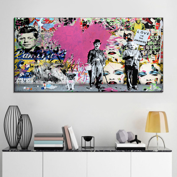 Modern Canvas Painting Graffiti Art Prints Love is answer Oil Painting Modern Wall Arts and Prints Living Room Decor