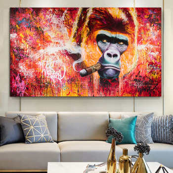 Smoking Chimpanzee Modern Frameless Printing Wall Art Home Decoration Living Room Oil Painting
