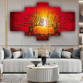 Modern Floral Five Panel Picture  Canvas Wall Art Prints Oil Painting 5 Piece Supplier for Home Decor