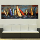 Most popular west ocean and small sailboat abstract oil painting handmade Living room wall oil painting mural