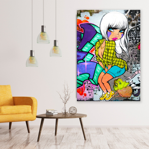 Wholesale customization street graffiti art abstract canvas wall decoration colored printed canvas oil painting