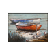 Handmade  Texture Oil PaintingTwo small boats docked by the river Abstract Art Wall Pictures for Home Office Decoration