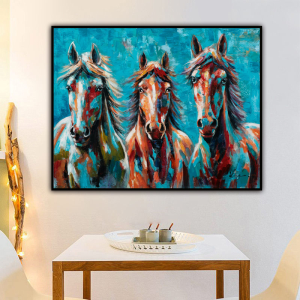 Hand Painted Modern Animal Oil Picture Handmade horse Art Oil Painting on Canvas for Home Decorative