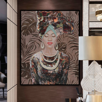Wholesale personality vivid figure decorative painting, women with close eyes on ethnic minority dress portrait art oil painting