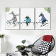 Wholesale bear ride a bike Poster modern zebra Art canvas paintings Nursery Room Decor