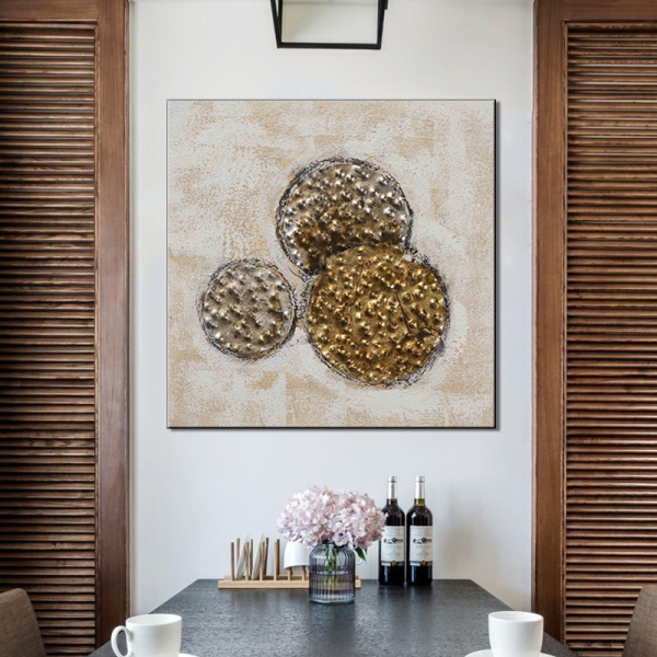 New selling art painting abstract metal seal theme kitchen wall decoration handmade oil painting