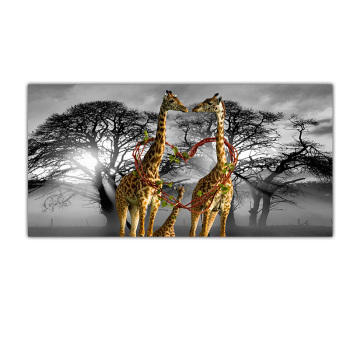 Modern canvas picture home decoration animal giraffe painting prints poster living room wall art painting