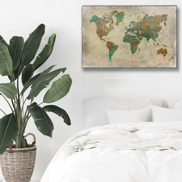Modern canvas wall art prints painting map picture house decoration painting